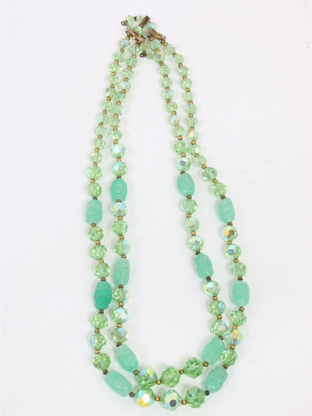 Vintage Peridot Green Crystal Necklace
